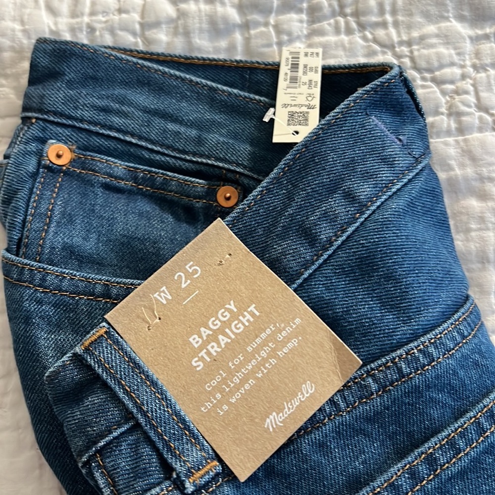 NWT Madewell Baggy Straight Jeans in Dark Worn Indigo Wash - Picture 5 of 6